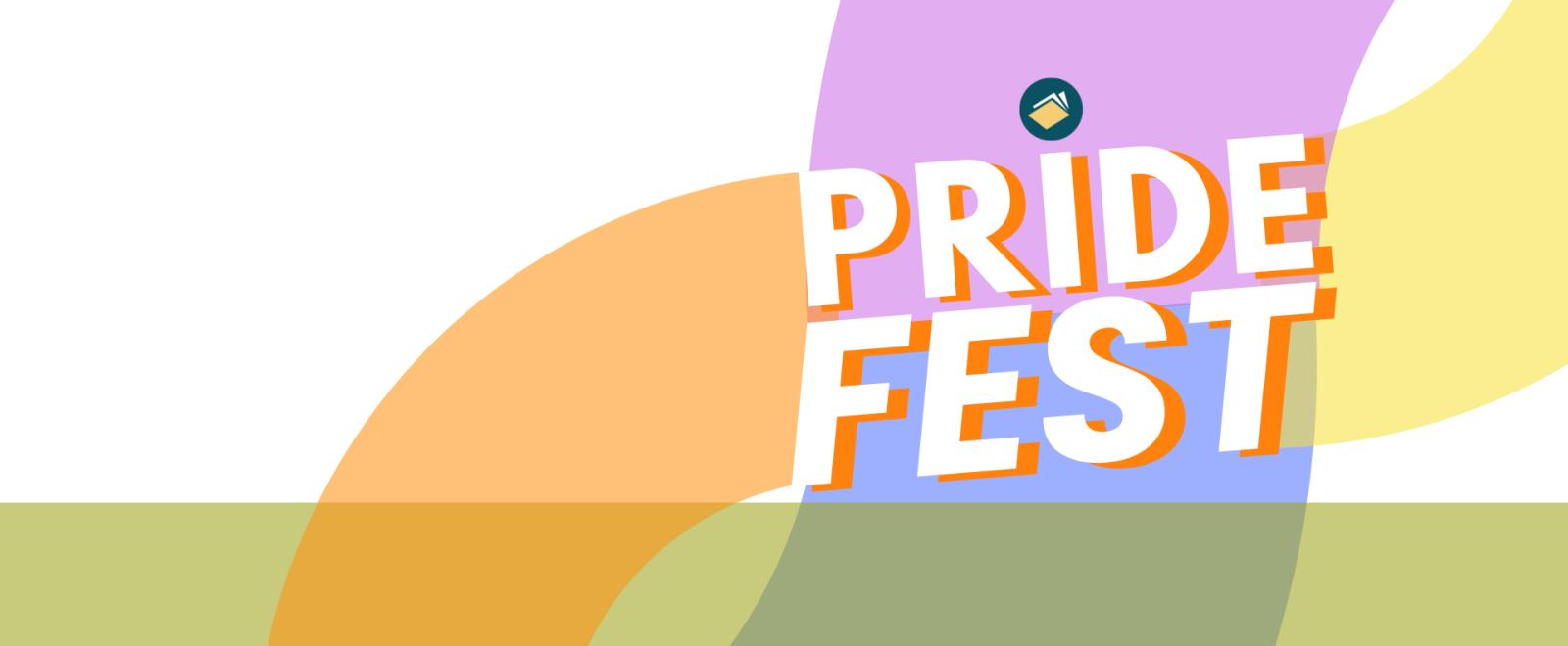 Colorful graphic with text "Pride Fest" for an event at the library on June 9 at 5:30 p.m.