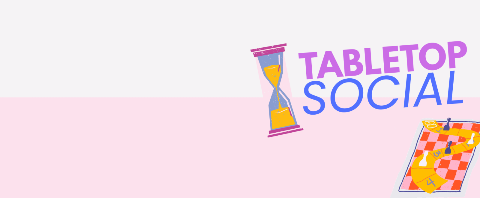 Colorful Image with a board game graphic and text "Tabletop Social" for an adults game day at the library.
