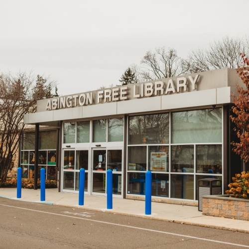 Front of the Abington Free Library building.